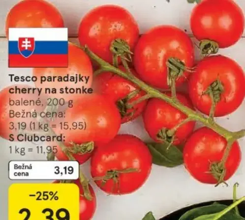 Tesco paradajky cherry na stonke