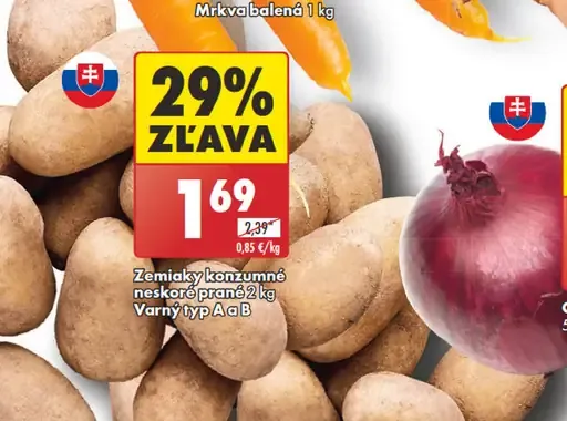 Zemiaky konzumné neskoré prané