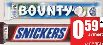 Bounty tyčinka Snickers tyčinka