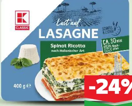 K-Classic Lasagne špenát ricotta