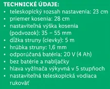 Parkside Aku strunová kosačka 20 V