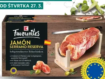 Favourites Sušená šunka Jamón Serrano Reserva