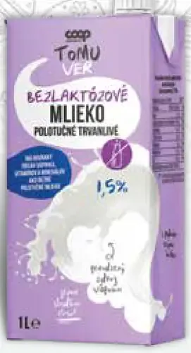 Tomu Ver Bezlaktózové mlieko polotučné 1,5 %