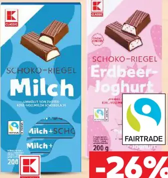 K-Classic Schoko-Riegel Erdbeer Jogh čokoládové tyčinky