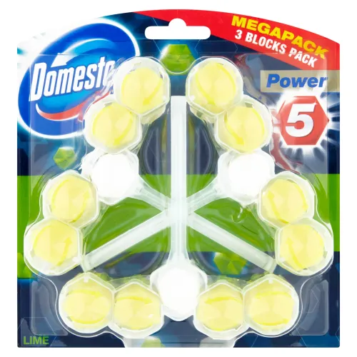Domestos Power 5 Lime tuhý WC blok 3 x