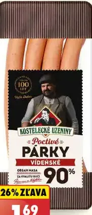 Kostelecké uzeniny Viedenské párky 90 %
