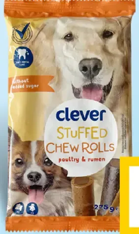 Clever plnené rolky snack pre psa