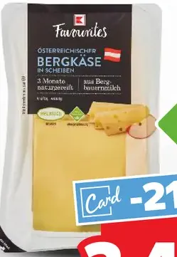 K-Favourites Bergkäse 45% plátky