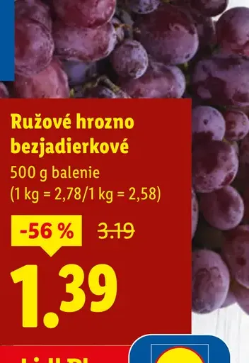 Ružové hrozno bezjadierkové