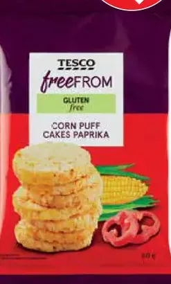 Tesco Free From kukuričné chlebíčky s paprikovou príchuťou