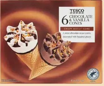 Tesco vanilkovo-čokoládový kornút