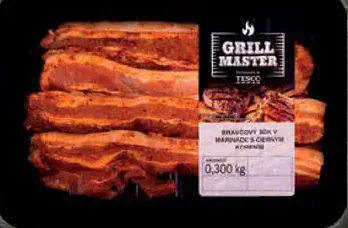 Tesco Grill Master bravčový bok plátky v marináde s čiernym korením