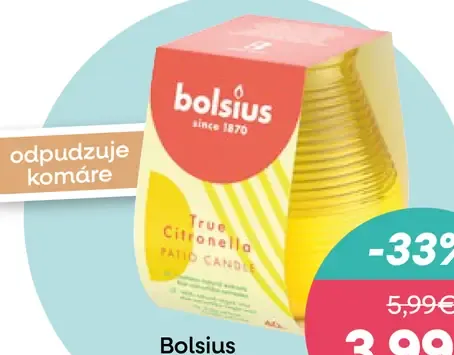 Bolsius Citronella vonná sviečka v skle