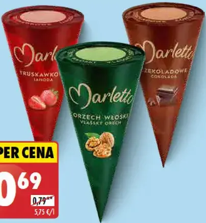 Kornút čokoláda, orech, jahoda Marletto
