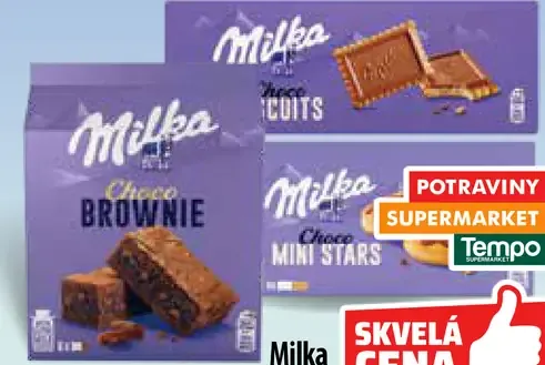 Choco Brownie 6 x 25 g, Milka Choco Mini Stars 50 g, Milka Choco Biscuit sušienky