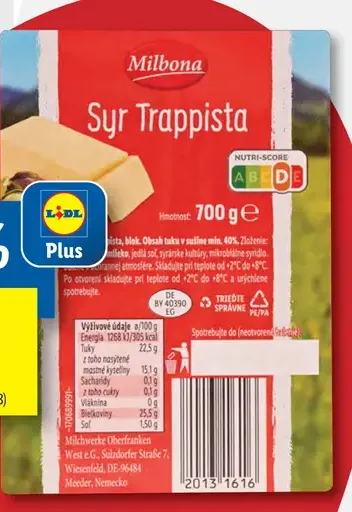 Milbona Syr Trappista