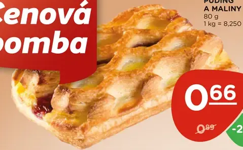 Mriežka puding a maliny