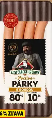 Kostelecké uzeniny Párky s goudou 80%
