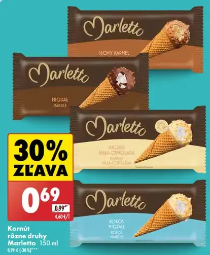 Marletto Kornút rôzne druhy