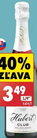 Hubert Club polosladké šumivé víno