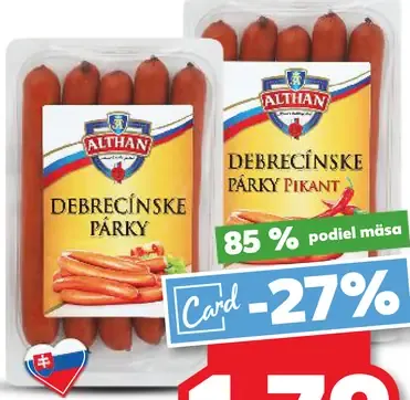 Debrecínske párky rôzne druhy