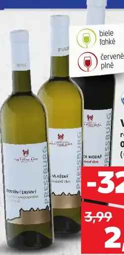 Víno biele fľaškové