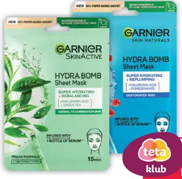 Garnier pleťová maska, vybrané druhy