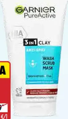 Garnier Gélový pleťový peeling a maska 3v1 Clay