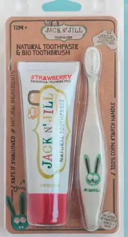 Jack N' Jill detská zubná pasta, 6 g, detská zubná kefka, 1 ks