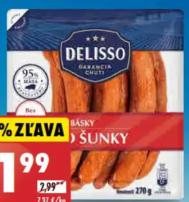 Delisso Klobásky zo šunky 95%