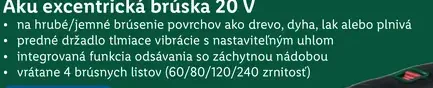 Parkside Aku excentrická brúska 20 V