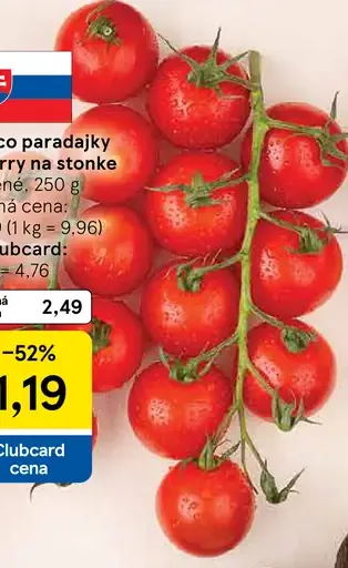 Tesco paradajky cherry na stopke