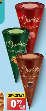 Marletto Zmrzlina v kornútku čokoládová/jahodová/orechová