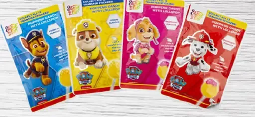 Paw Patrol praskací prášok + lízanka + tetovačka