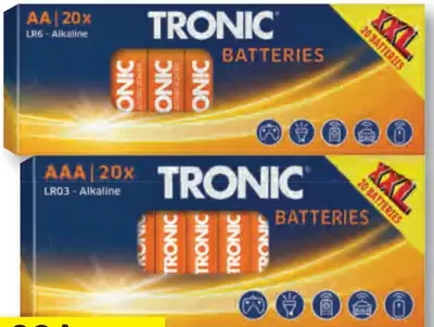 Tronic Alkalické batérie AA/AAA