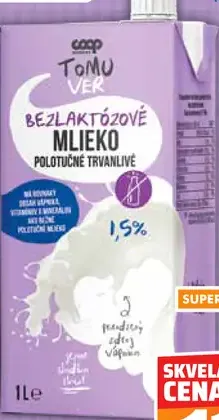 Coop Tomu Ver polotučné bezlaktózové mlieko