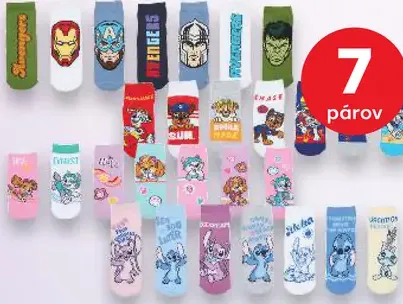 Paw Patrol, Stitch, Avengers Detské ponožky