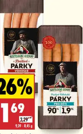 Kostelecké uzeniny Viedenské párky rôzne druhy