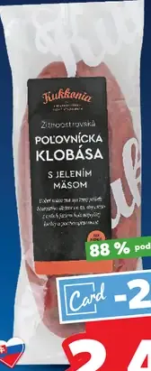Kuchynia Polovnícka klobása s jelením mäsom