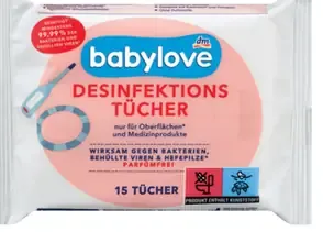 Babylove detské dezinfekčné vlhčené utierky