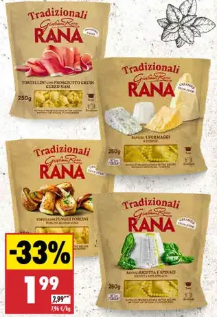 Rana Cestoviny Tortellini rôzne druhy