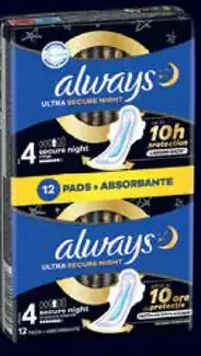 Always Ultra Secure Night hygienické vložky