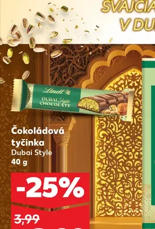 Lindt Čokoládová tyčinka Dubai Style