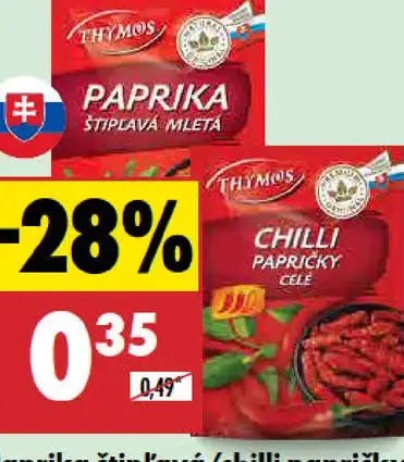 Thymos Paprika štipľavá/chilli papričky