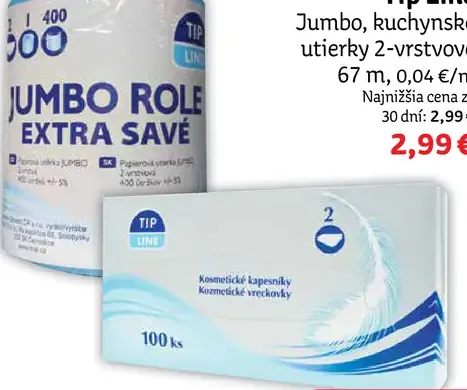 Tip Line hygienické vreckovky 2-vrstvové