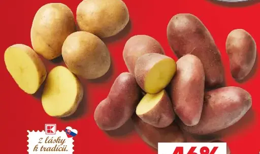 Zemiaky konzumné, skoré žlté, varný typ A alebo B, červené, varný typ B