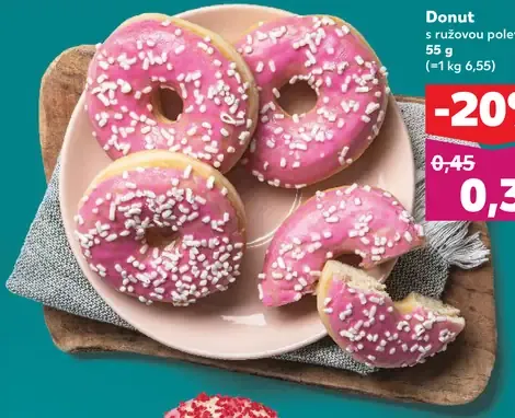 Donut s ružovou polevou