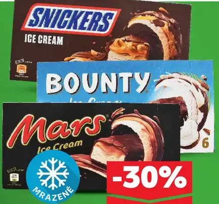 Snickers, Bounty, Mars Mrazený krém