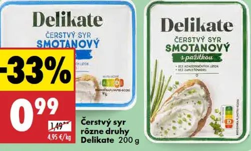 Delikate Čerstvý syr nadýchaný