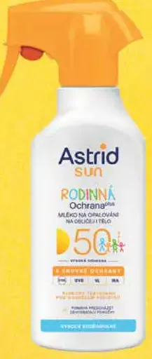Astrid Sun rodinné mlieko na opaľovanie v spreji SPF 50